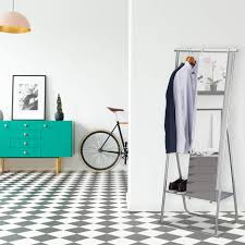 Relaxdays Metallkläder: Hellängd Spegel med Klädskenor och Skoställ